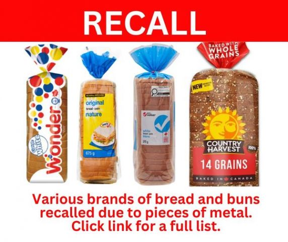 Bread recalled due to metal fragments